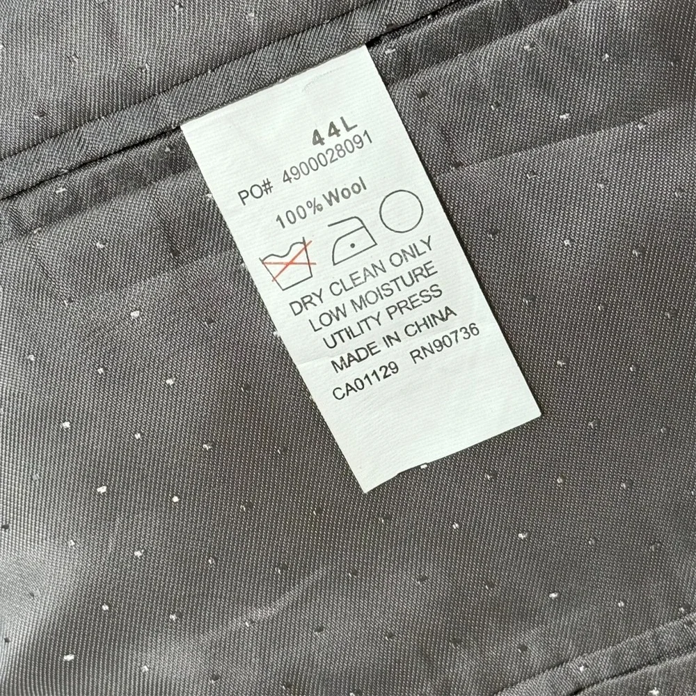 Calvin Klein Men's Blazer Sport Coat 44L‎ Gray Macy's Suit Pinstripe 100% Wool